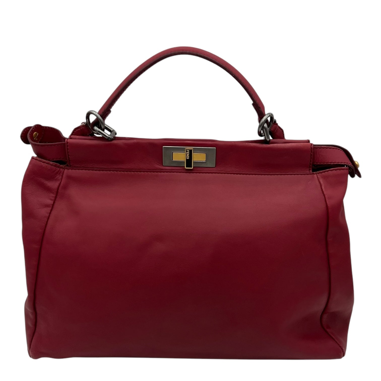 Peekaboo Top Handle Bag Red in Calfskin, Mixed hardware