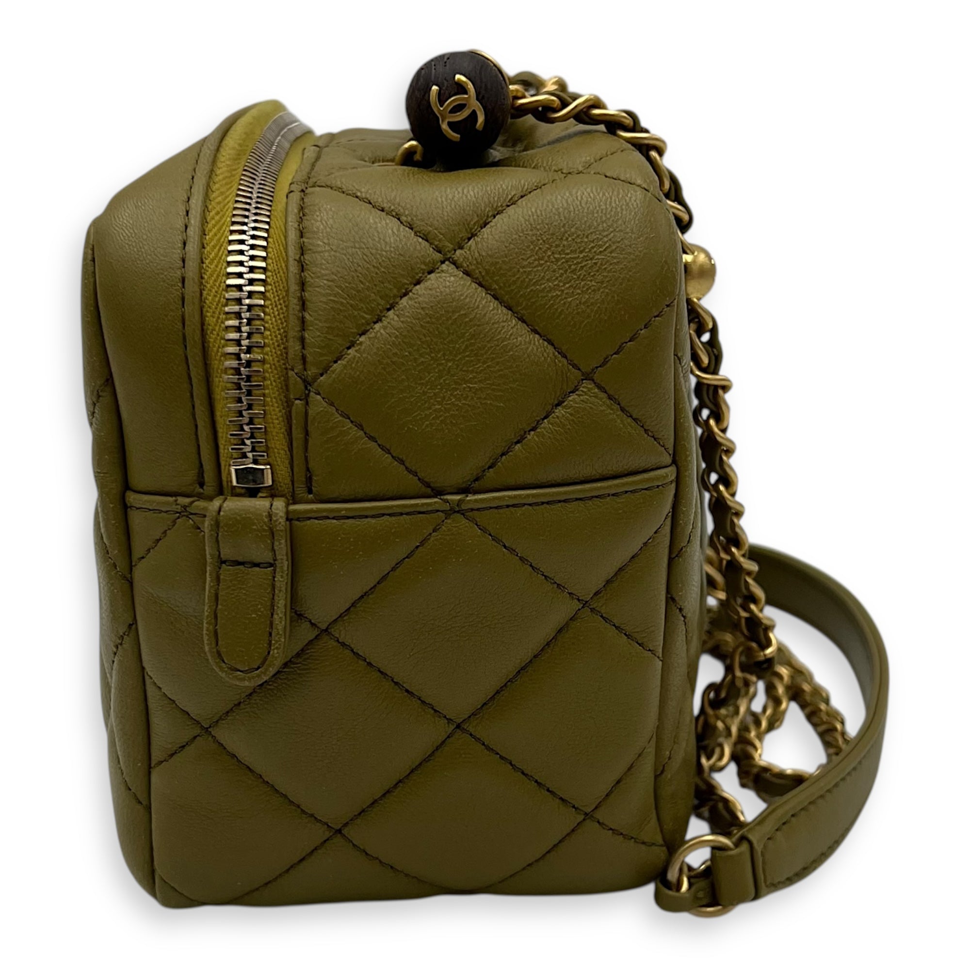 Wenge Wood Green Crossbody Bag in Lambskin, Gold hardware - Image 5
