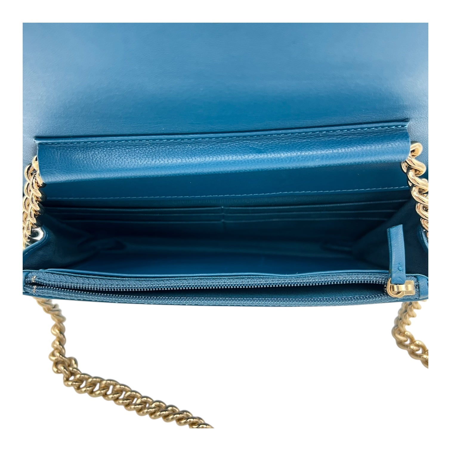 Boy Wallet On Chain Blue in Lambskin, Gold hardware - Image 7