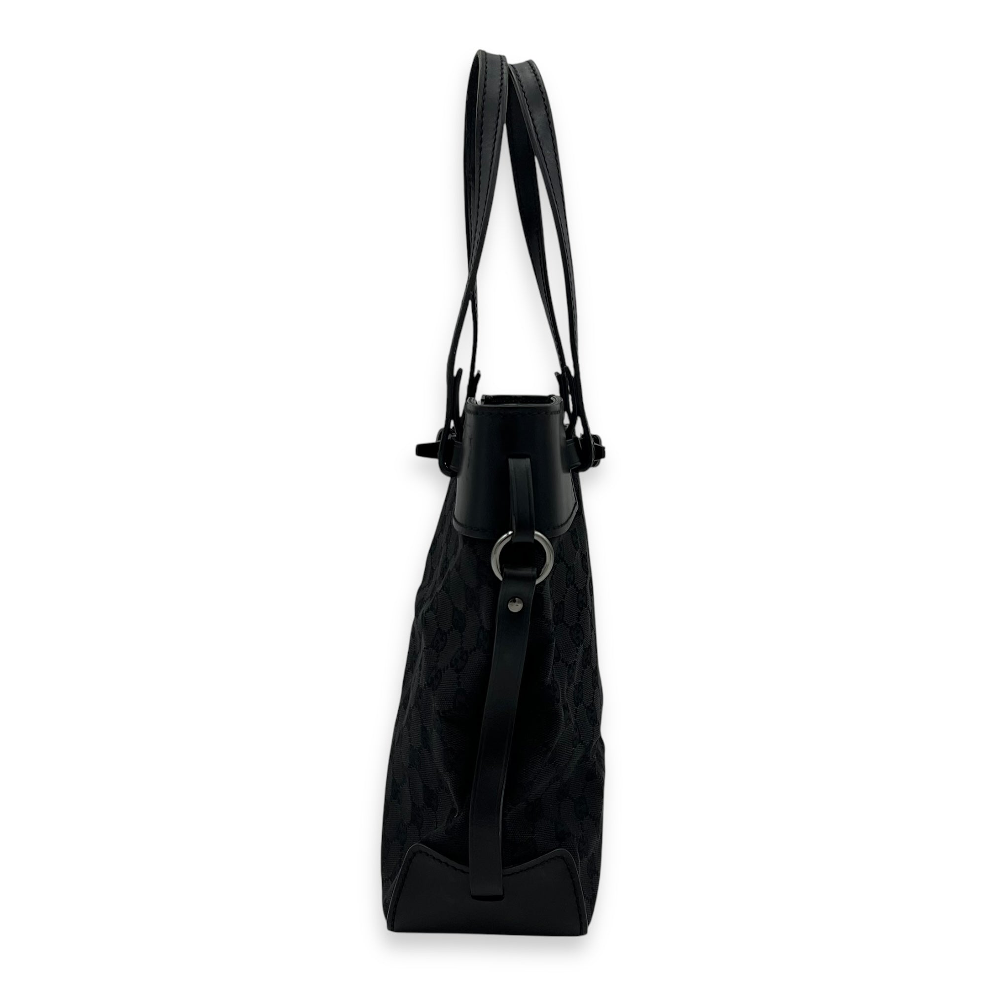 GG Top Handle Bag Black in Canvas, Silver hardware - Image 4
