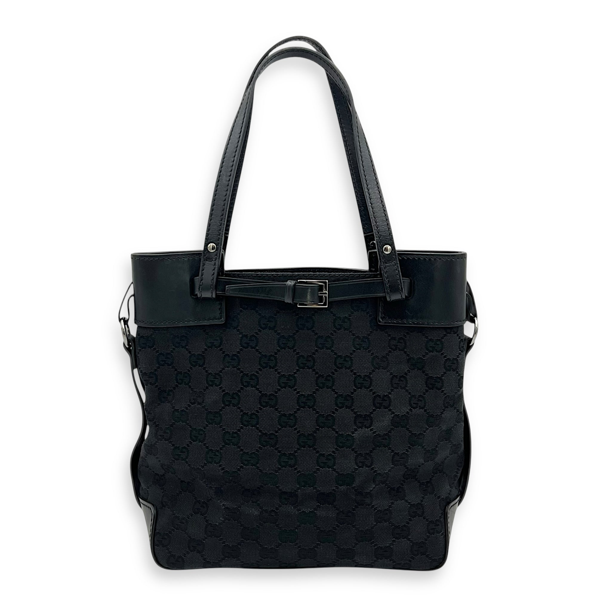 GG Top Handle Bag Black in Canvas, Silver hardware - Image 3