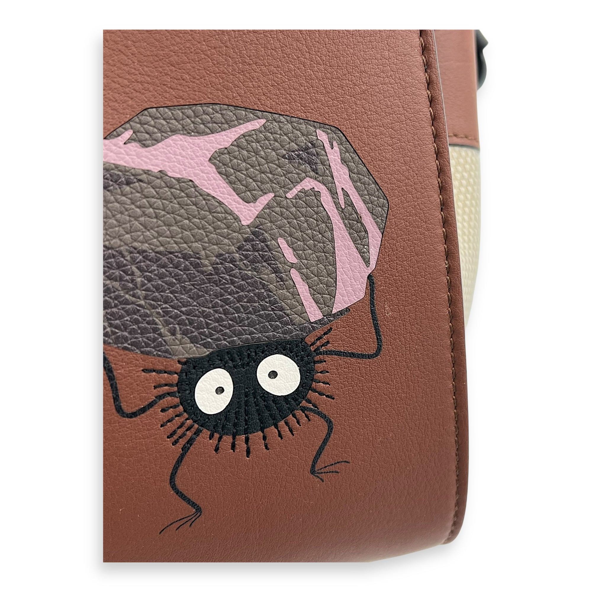 Hammock Shoulder Bag Mini Black White Brown in Canvas & Calfskin, Gold hardware - Image 8