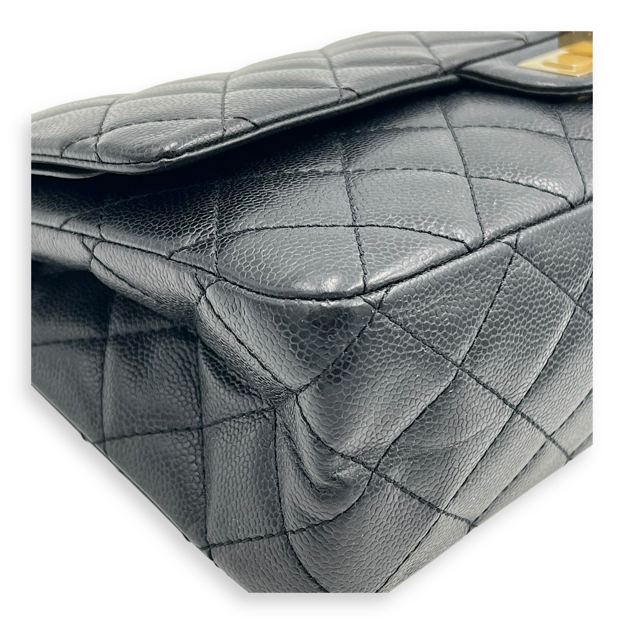 2.55 Shoulder Bag Black in Caviar Leather, Gold hardware - Image 18