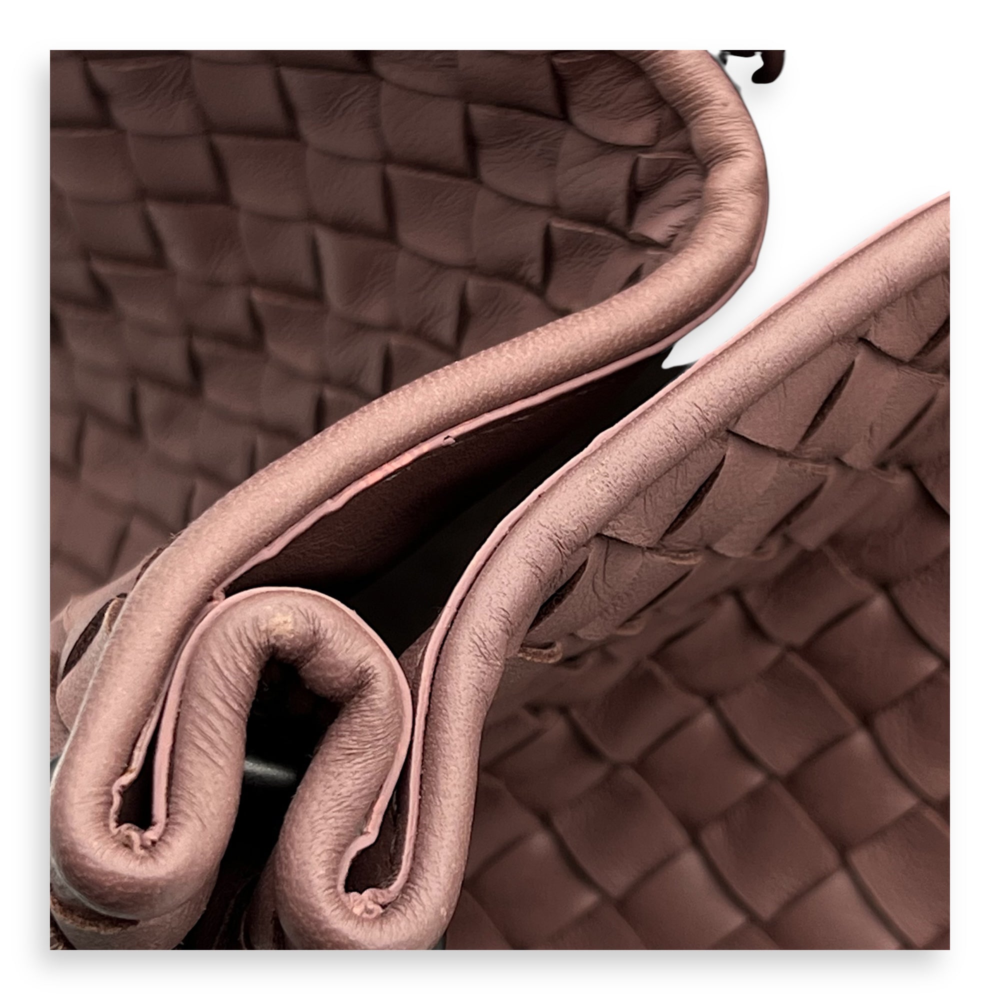 Intrecciato Shoulder Bag Pink in Calfskin, Ruthenium hardware - Image 12