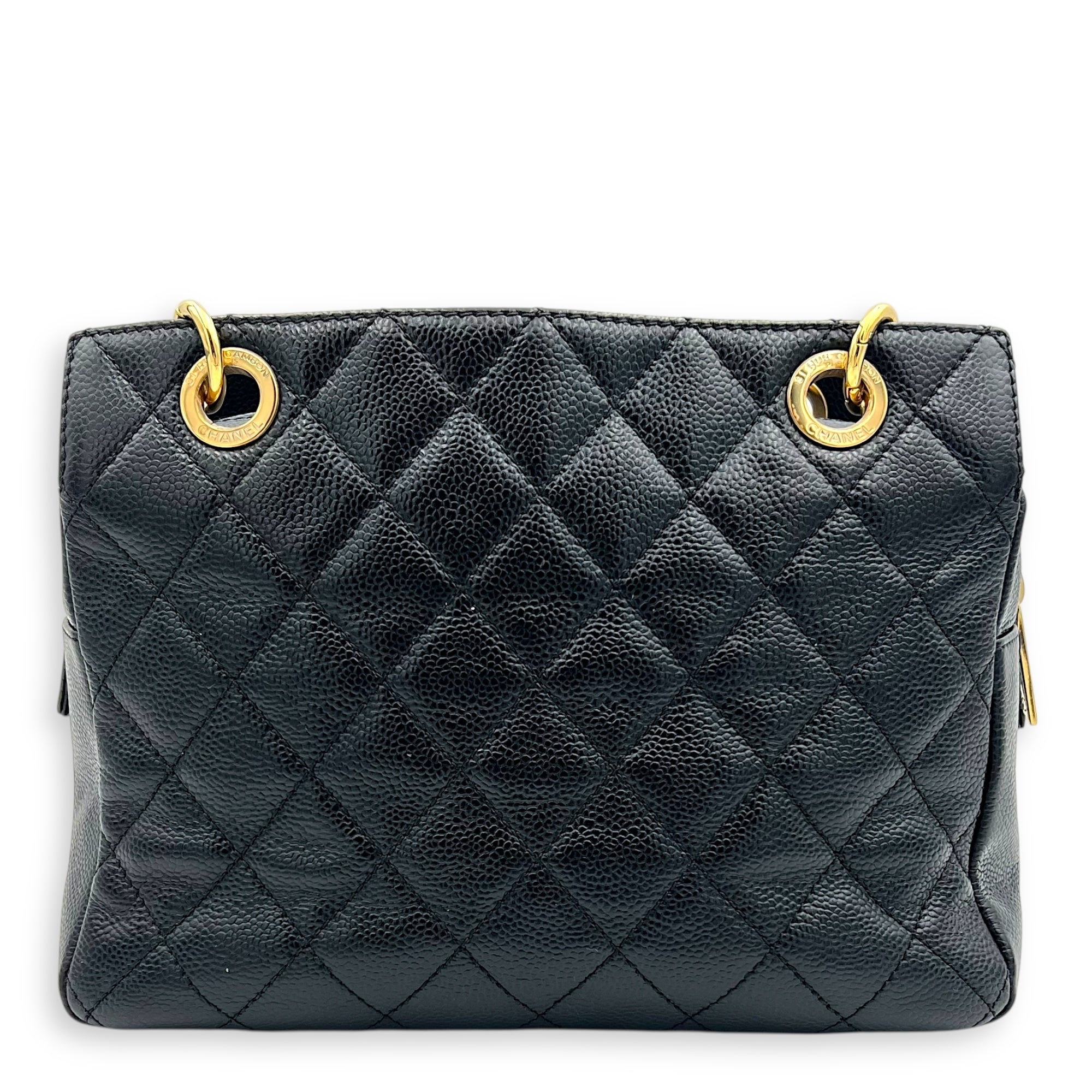 PTT Petite Timeless Tote Shoulder Bag Black in Caviar Leather, Gold hardware - Image 3