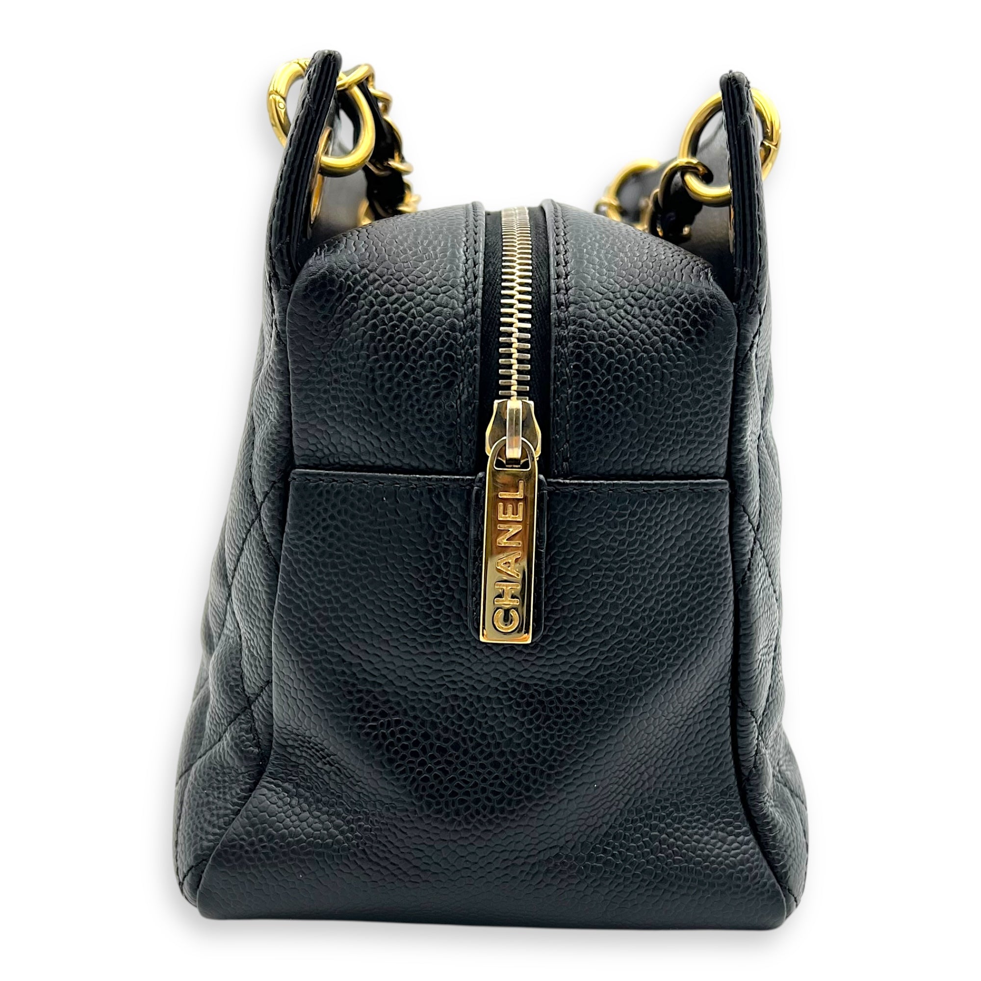 PTT Petite Timeless Tote Shoulder Bag Black in Caviar Leather, Gold hardware - Image 5