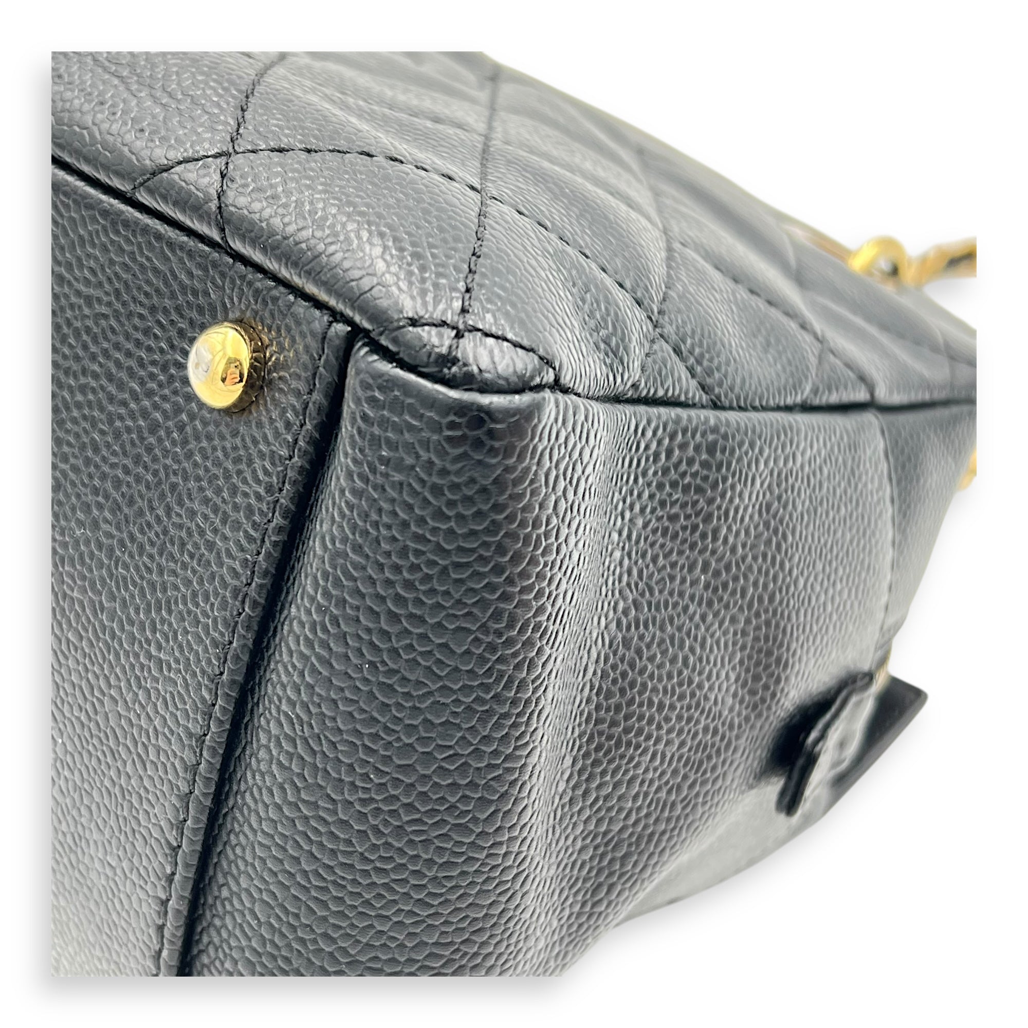 PTT Petite Timeless Tote Shoulder Bag Black in Caviar Leather, Gold hardware - Image 7
