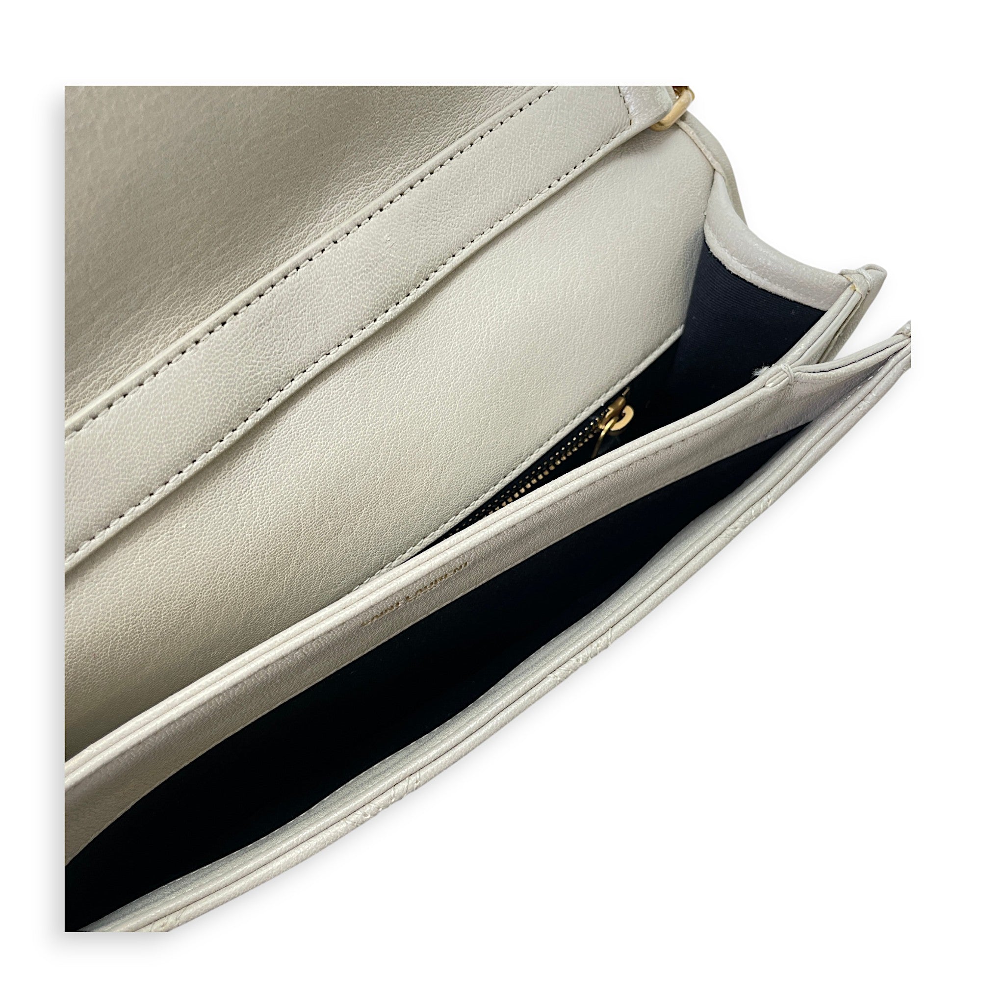 Becky Cream Shoulder Bag in Calfskin, Gold hardware - Image 11