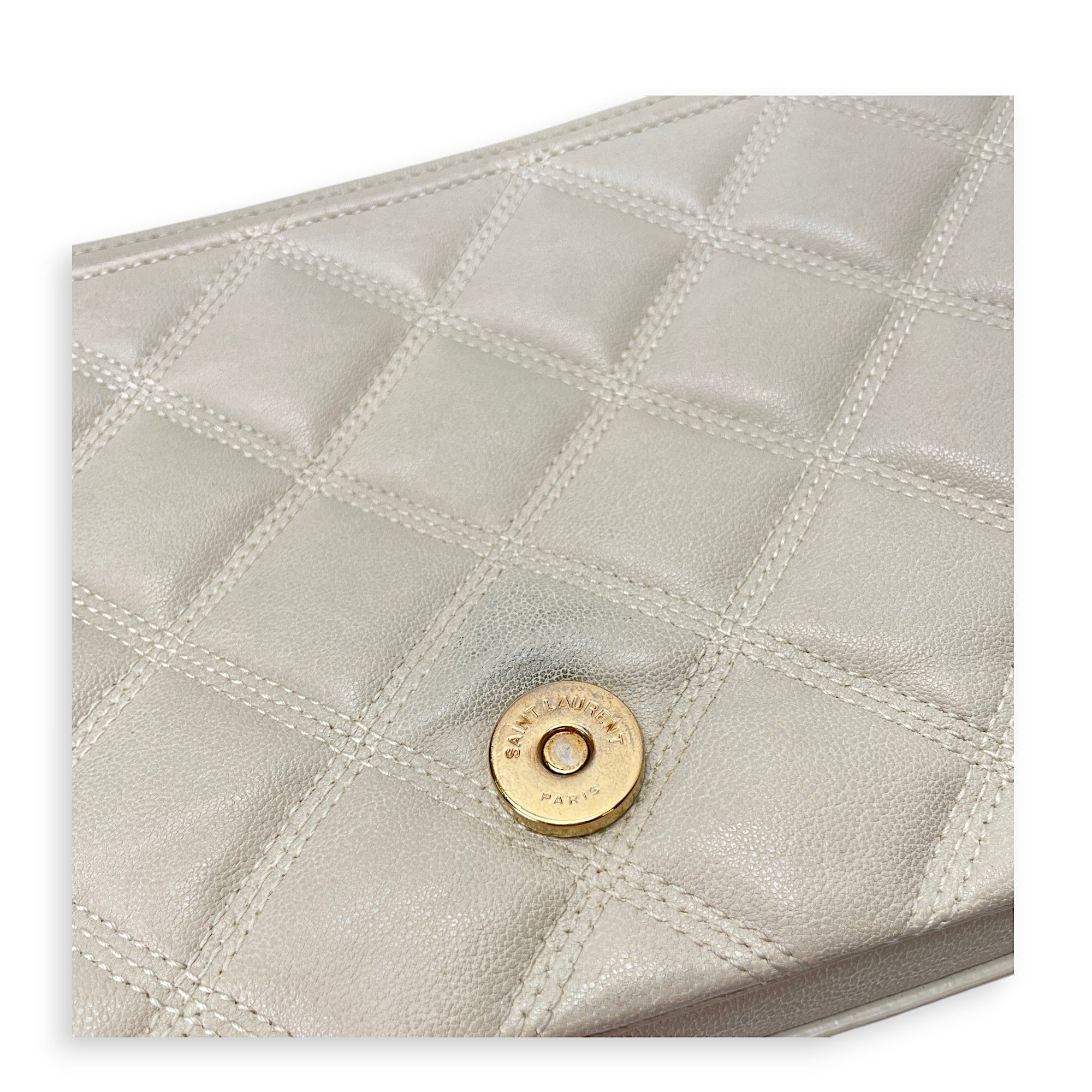 Becky Cream Shoulder Bag in Calfskin, Gold hardware - Image 9