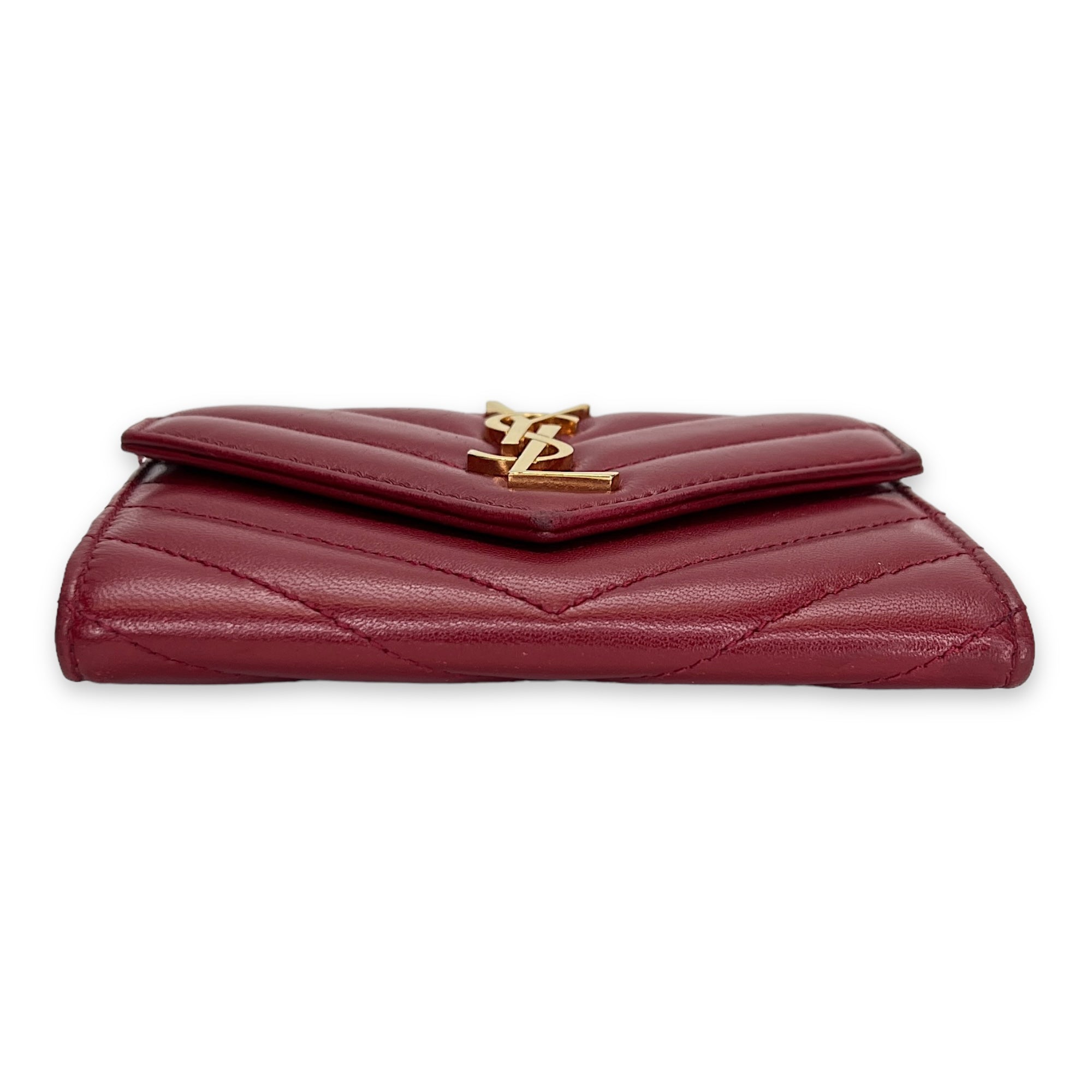 Cassandre Red Wallet in Lambskin, Gold hardware - Image 6