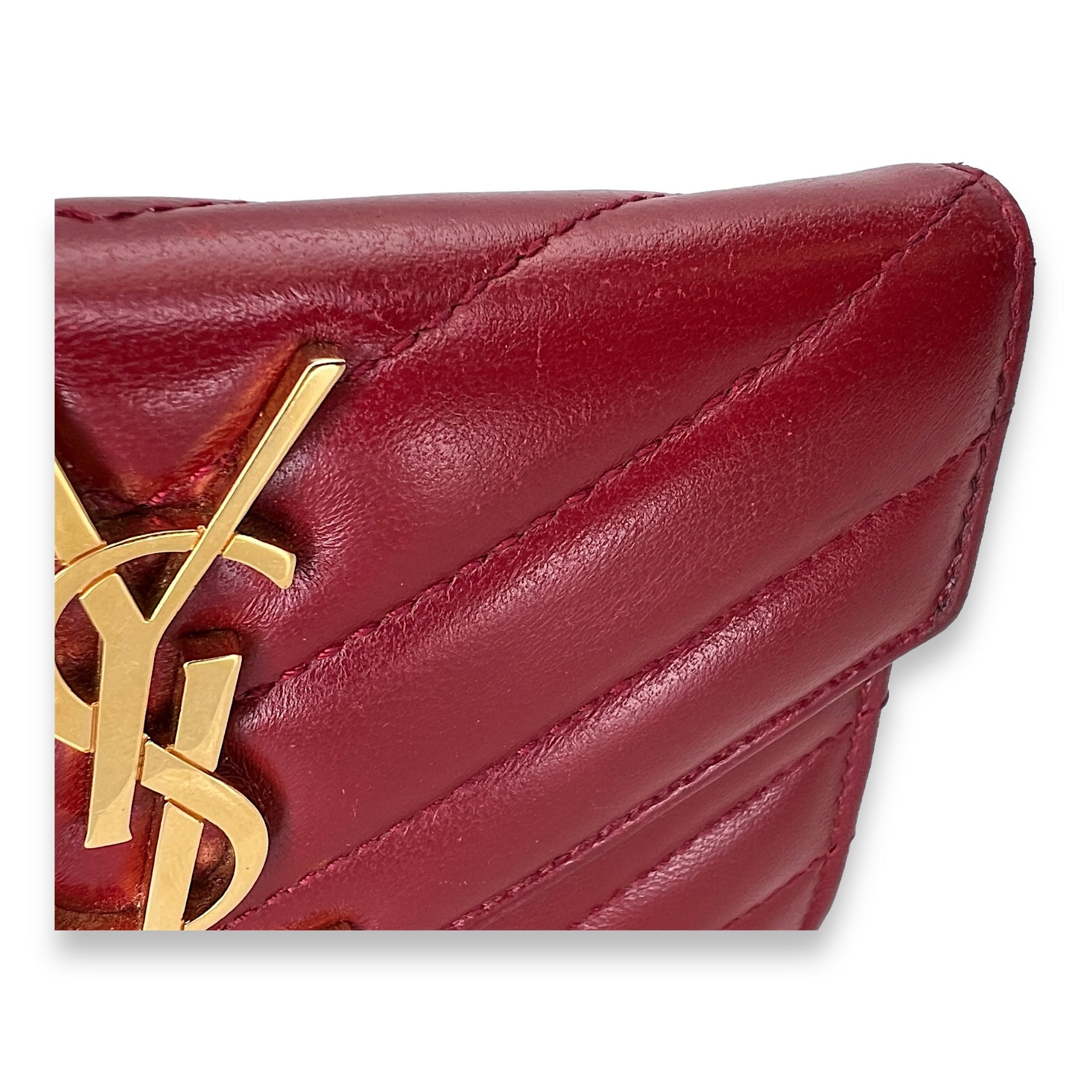 Cassandre Red Wallet in Lambskin, Gold hardware - Image 8